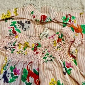 Baby Boden Pink Striped Animal Print Dress